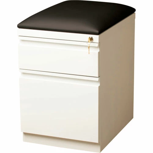 Discount โญ Hirsh Industries® 20" Deep Mobile Pedestal Box/File with Black Seat Cushion - White ๐งจ - Image 2