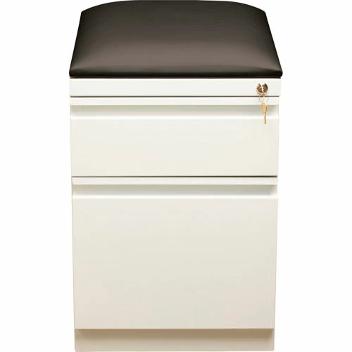 Discount โญ Hirsh Industries® 20" Deep Mobile Pedestal Box/File with Black Seat Cushion - White ๐งจ - Image 3