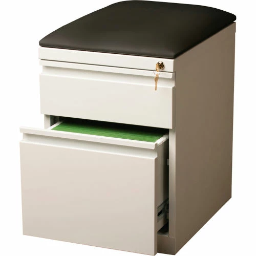 Discount โญ Hirsh Industries® 20" Deep Mobile Pedestal Box/File with Black Seat Cushion - White ๐งจ - Image 4