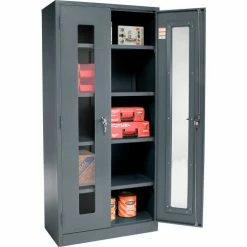 Budget 🛒 Global Industrial™ Clear View Storage Cabinet Easy Assembly 36x18x78 - Gray ❤️
