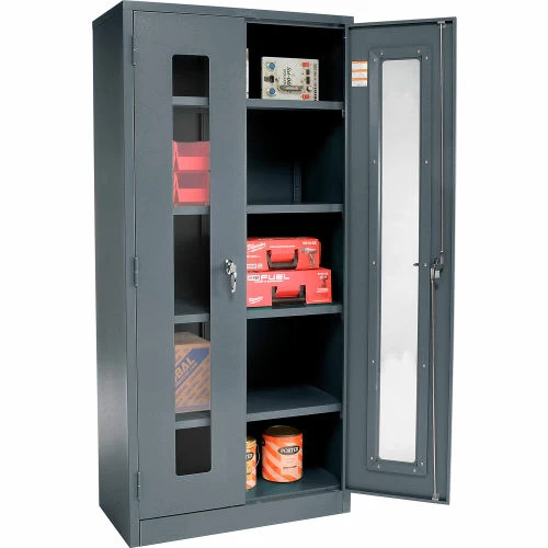 Budget ๐ Global Industrial™ Clear View Storage Cabinet Easy Assembly 36x18x78 - Gray โค๏ธ
