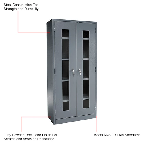 Budget ๐ Global Industrial™ Clear View Storage Cabinet Easy Assembly 36x18x78 - Gray โค๏ธ - Image 17