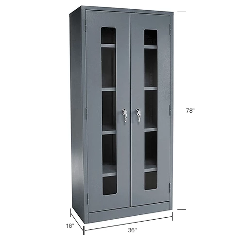 Budget ๐ Global Industrial™ Clear View Storage Cabinet Easy Assembly 36x18x78 - Gray โค๏ธ - Image 23