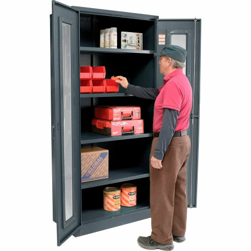 Budget ๐ Global Industrial™ Clear View Storage Cabinet Easy Assembly 36x18x78 - Gray โค๏ธ - Image 7