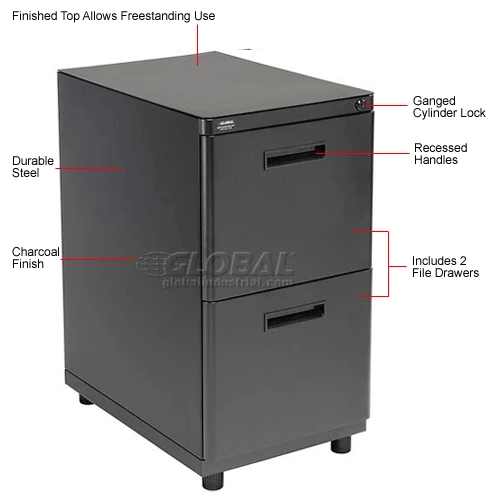 Coupon ๐ฅ Interion By Global Industrial Interion® 2 Drawer Pedestal File/File - Black โญ - Image 14