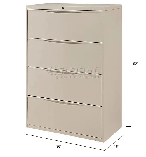 Cheapest ๐ Interion By Global Industrial Interion® 36" Premium Lateral File Cabinet 4 Drawer Putty ๐ฏ - Image 19