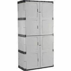 Best deal 🥰 Rubbermaid® Plastic Storage Cabinet With Full Double Doors, 36"W x 18"D x 72"H 🌟