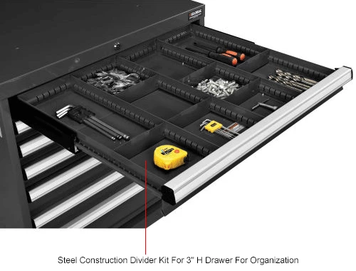Hot Sale π Global Industrial™ Divider Kit for 3"H Drawer of Modular Drawer Cabinet 30"Wx27"D, Black 𧨠- Image 4