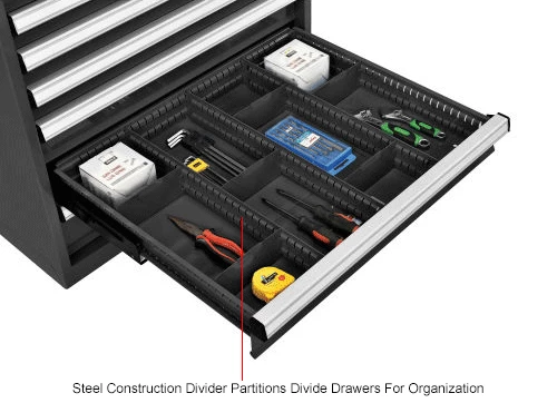 New π Global Industrial™ Divider Kit for 4"H Drawer of Modular Drawer Cabinet 30"Wx27"D, Black β - Image 6