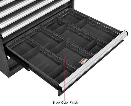 New π Global Industrial™ Divider Kit for 4"H Drawer of Modular Drawer Cabinet 30"Wx27"D, Black β - Image 7