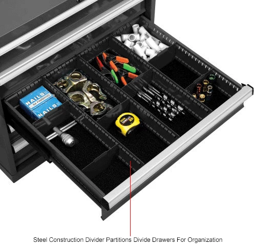 Budget ๐ฅ Global Industrial™ Divider Kit for 6"H Drawer of Modular Drawer Cabinet 30"Wx27"D, Black ๐ - Image 7