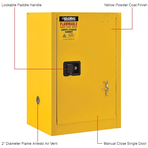 Buy 👏 Global Industrial Flammable Cabinet, Self Close Single Door, 12 Gallon, 23"Wx19"Dx35"H ✔️ - Image 23