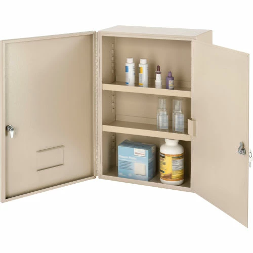 Flash Sale โค๏ธ Global Industrial Medium Narcotics Cabinet, Double Door/Double Lock, 16"W x 8"D x 24"H, Beige ๐ฏ