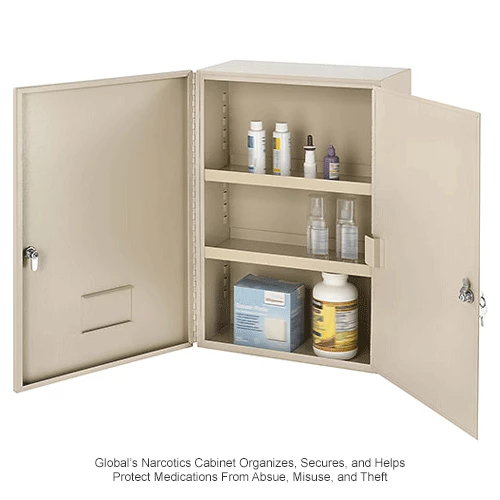 Flash Sale โค๏ธ Global Industrial Medium Narcotics Cabinet, Double Door/Double Lock, 16"W x 8"D x 24"H, Beige ๐ฏ - Image 16