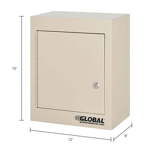 New ๐ Global Industrial Small Narcotics Cabinet, Double Door/Double Lock, 12"W x 8"D x 15"H, Beige ๐ - Image 20