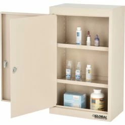 Coupon 🤩 Global Industrial™ Large Narcotics Cabinet, Double Door/Double Lock, 18"W x 10"D x 30"H, Beige 👍