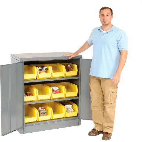 Coupon ๐ Global Industrial Locking Storage Cabinet 36"W X 18"D X 42"H With 12 Yellow Stacking Bins and 2 Shelves Assembled ๐ฏ - Image 3