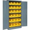 Discount 😍 Global Industrial Locking Storage Cabinet 36"W X 18"D X 72"H With 24 Yellow Stacking Bins and 6 Shelving Assembled 👍