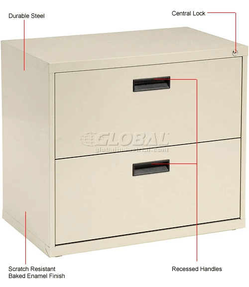 New ✨ Interion By Global Industrial Interion® 30" Lateral File Cabinet 2 Drawer Putty 🛒 - Image 15