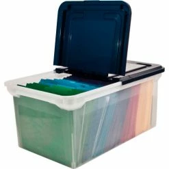 Buy ๐คฉ Advantus® Plastic Letter File Tote 55797 - 23-1/2"L x 14-1/2"W x 11-1/4"H, Clear/Navy ๐