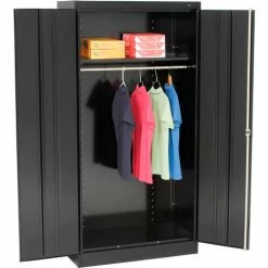 Promo ✔️ Tennsco Standard Wardrobe Cabinet 1471-BLK - 36x18x72 Black Unassembled ⌛