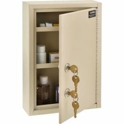 Brand new โ Global Industrial Medical Security Cabinet w/Double Key Locks, 8"W x 2-5/8"D x 12-1/8"H, Beige ๐ฅ