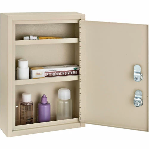 Brand new โ Global Industrial Medical Security Cabinet w/Double Key Locks, 8"W x 2-5/8"D x 12-1/8"H, Beige ๐ฅ - Image 2