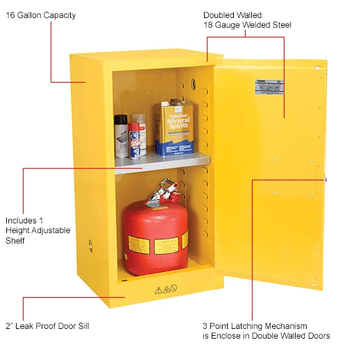 Promo 🥰 Global Industrial Flammable Cabinet, Manual Close Single Door, 16 Gallon, 23"Wx18"Dx44"H 🧨 - Image 20