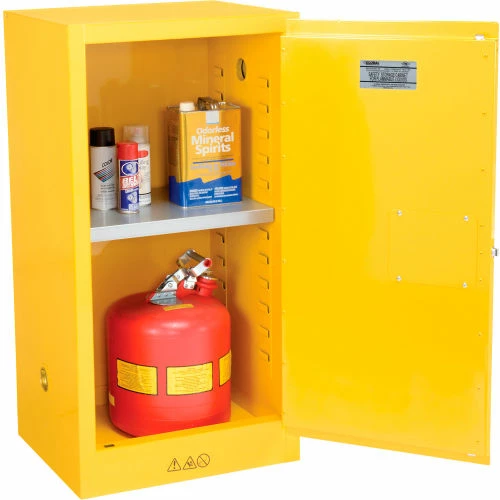 Promo 🥰 Global Industrial Flammable Cabinet, Manual Close Single Door, 16 Gallon, 23"Wx18"Dx44"H 🧨 - Image 2