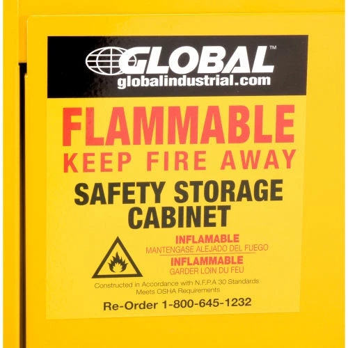 Promo 🥰 Global Industrial Flammable Cabinet, Manual Close Single Door, 16 Gallon, 23"Wx18"Dx44"H 🧨 - Image 9