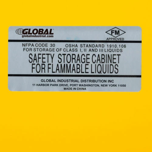 Promo 🥰 Global Industrial Flammable Cabinet, Manual Close Single Door, 16 Gallon, 23"Wx18"Dx44"H 🧨 - Image 10