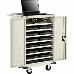 New 😍 Global Industrial™ Mobile Charging Cart for 12 Chromebooks and Tablets, Putty, Unassembled 🧨