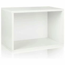 Best deal 🤩 Way Basics Eco Stackable Rectangle Shelf, White 💯