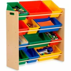 Best Sale ✔️ Honey-Can-Do Kids Storage Organizer With 12 Assorted Bins, Natural, 33-1/4"W x 12-1/2"D x 36"H 👏