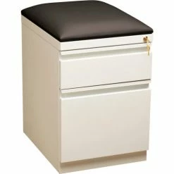 Discount ⭐ Hirsh Industries&#174 20" Deep Mobile Pedestal Box/File with Black Seat Cushion - White 🧨
