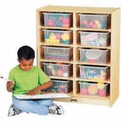 Hot Sale ✔️ Jonti-Craft® 10 Tub Mobile Cubbie w/Clear Tubs, 28-1/2"Wx15"Dx35-1/2"H, Birch Plywood 😀