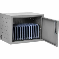 Best Sale 👍 Luxor Wall/Desk Tablet Charging Cabinet For 12 Devices, 19"W x 13"D x 14"H, Gray 💯