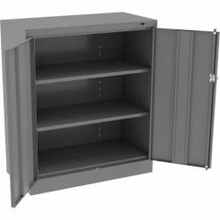 Promo 😉 Tennsco Standard Welded Counter Height Storage Cabinet 36"W x 18"D x 42"H Medium Grey 🔥