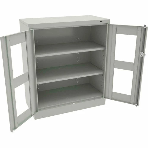 Flash Sale 💯 Tennsco C-Thru Standard Counter Height Cabinet CVD1442-LGY - Unassembled, 36" X 18" X 42",Light Grey ✔️