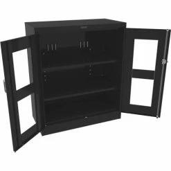Best Sale ⌛ Tennsco C-Thru Deluxe Storage Cabinet CVD1842-BLK - Unassembled 36"W X 18"D X 42"H, Black ⌛