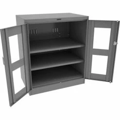 Deals 🛒 Tennsco C-Thru Deluxe Counter Height Cabinet CVD2442-MGY -Unassembled 36"W X 24"D X 42"H,Medium Grey ✔️