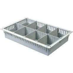 New ✔️ Harloff MedstorMax Flexmodul 4" Tray, w/1 Long & 3 Short Dividers, Gray 🎉