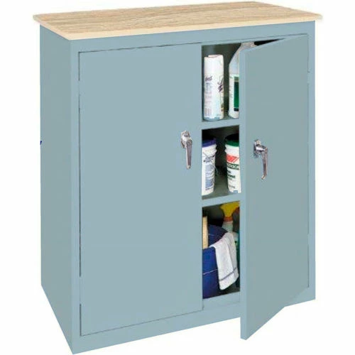 Discount โ Steel Cabinets USA Counter High All-Welded Storage Cabinet W/Plastic Top, 36"Wx18"Dx42"H, Denim Blue โ