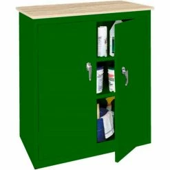 Buy 🎁 Steel Cabinets USA Counter High All-Welded Storage Cabinet W/Plastic Top, 36"Wx18"Dx42"H, Leaf Green 👏