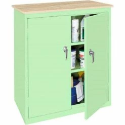 Cheapest 👍 Steel Cabinets USA Counter High All-Welded Storage Cabinet W/Plastic Top,36"Wx18"Dx42"H,Pastel Green 😍