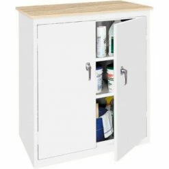 Discount 🥰 Steel Cabinets USA Counter High All-Welded Storage Cabinet W/Plastic Top, 36"Wx18"Dx42"H, White 🎉