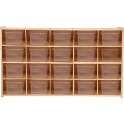 Best Sale 🛒 Wood Designs 20 Tray Cubby Storage, Unassembled w/Clear Trays, 46-3/4"W x 12"D x 27-1/4"H 🔔
