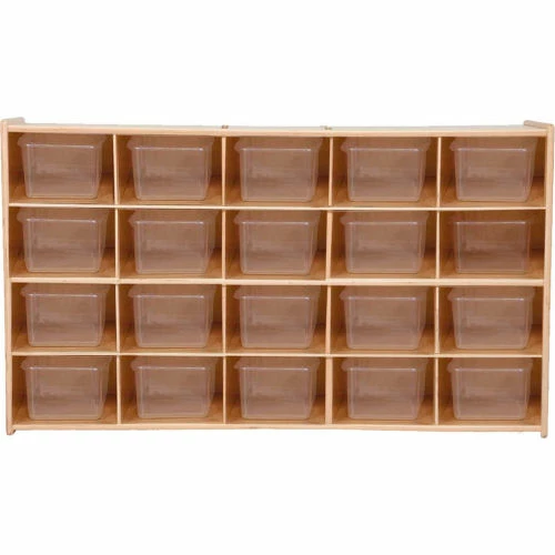 Best Sale 🛒 Wood Designs 20 Tray Cubby Storage, Unassembled w/Clear Trays, 46-3/4"W x 12"D x 27-1/4"H 🔔