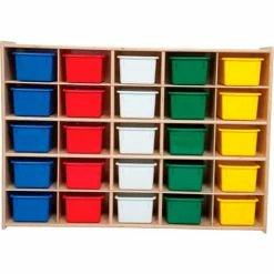 Wholesale 🎉 Wood Designs 25 Tray Cubby Storage, Unassembled w/Assorted Trays, 46-3/4"W x 12"D x 33-7/8"H 🤩