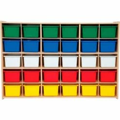 Deals 💯 Wood Designs 30 Tray Cubby Storage, Unassembled w/Assorted Trays, 50-3/4"W x 12"D x 33-7/8"H 🔥